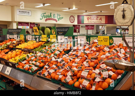 Fresh produce fruit and vegetables on sale in a supermarket UK Stock Photo