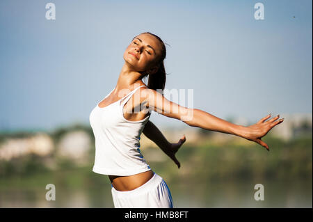 woman engaged in fitness Stock Photo