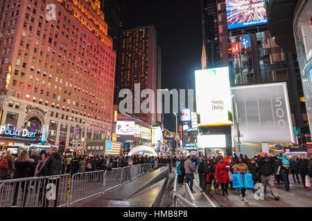 Times Square at night at Christmas, New York City Stock Photo