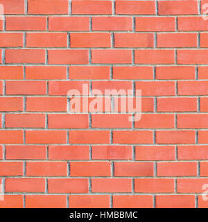 Large Aged Grungy Red Brick Wall Background, Detailed Closeup Pattern Stock Photo