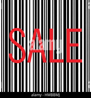 Red Sale Text, Large Black Barcode Background Macro Closeup, Isolated Pattern Concept Metaphor Stock Photo