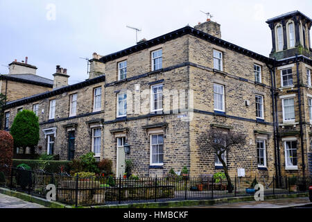 Terraced houses in Sir Titus Salt's model village Saltaire, Bradford, West Yorkshire, England, UK Stock Photo