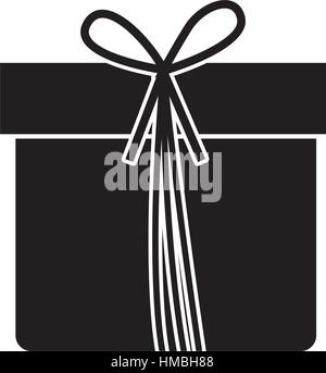 monochrome silhouette with giftbox with ribbon vector illustration Stock Vector