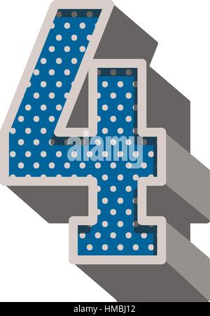 three-dimensional number four dotted in blue color vector illustration Stock Vector