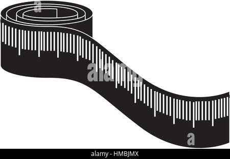 monochrome silhouette with measure tape vector illustration Stock Vector