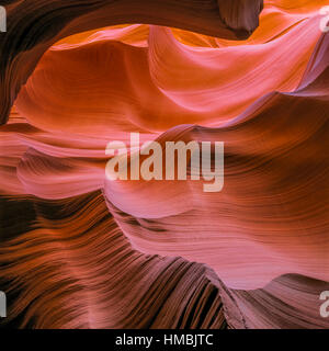 swirling sandstone formations in lower antelope canyon on the navajo indian reservation near page, arizona Stock Photo