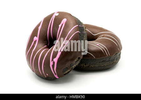 Two sweet donuts isolated on white background Stock Photo