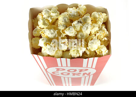 popcorn in a cardboard container isolated on white background Stock Photo