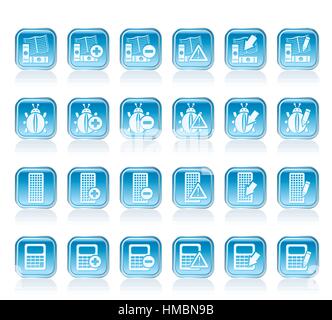 24 Business, office and website icons over color background - vector ...