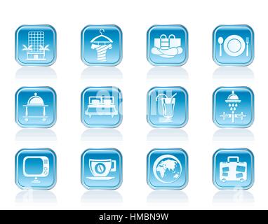 Hotel, motel and holidays icons Stock Vector