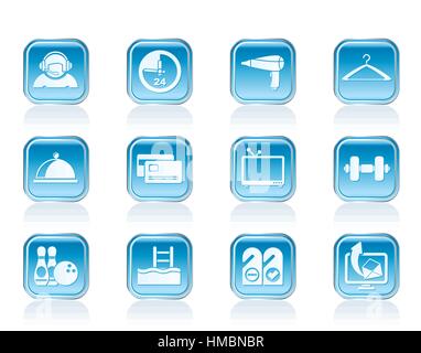 hotel and motel amenity icons  - vector icon set Stock Vector