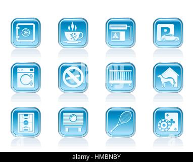 hotel and motel amenity icons Stock Vector