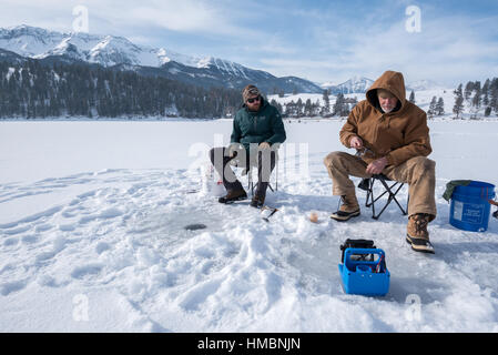 Ice fishing on Wallowa Lake, Oregon Stock Photo - Alamy