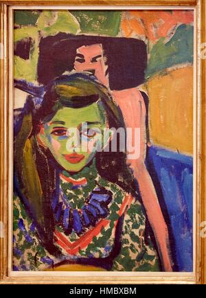 Ernst Ludwig Kirchner, Franzi in front of Carved Chair 1905-1920 Oil ...