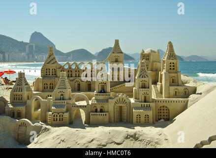 RIO DE JANEIRO,BR - CIRCA AUGUST 2011 - Sand castle on Copacabana beach Stock Photo