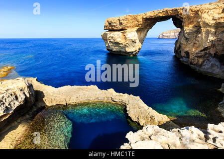 the blue hole and azure window, gozo, malta Stock Photo