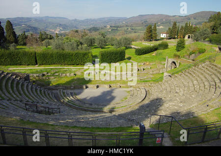 FIESOLE,IT - CIRCA JUNE 2015 - View of the roman theater of Fiesole, near Florence Stock Photo