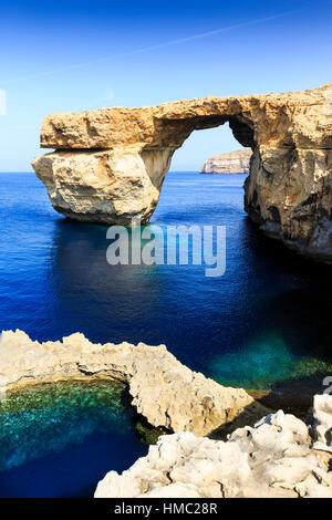 the blue hole and azure window, gozo, malta Stock Photo