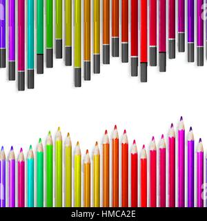 Back to school border of multicolored pensils isolated on white background. plus EPS10 vector file Stock Vector