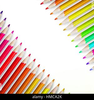 Multicolored pensils growing row isolated on white background. plus EPS10 vector file Stock Vector