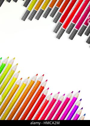 Back to school border of multicolored pensils isolated on white background. plus EPS10 vector file Stock Vector