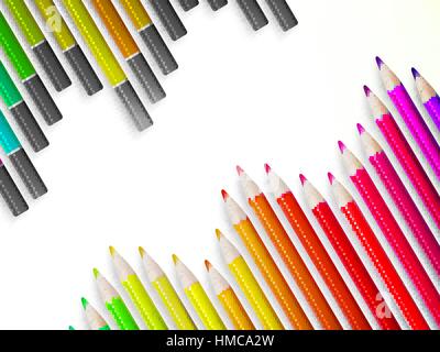 Back to school border of multicolored pensils isolated on white background. plus EPS10 vector file Stock Vector