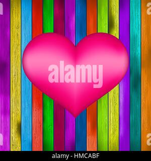 Love symbol on old colorful wooden wall.  + EPS8 vector file Stock Vector