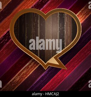 Colorful wooden heart on wooden background. EPS 10 vector Stock Vector