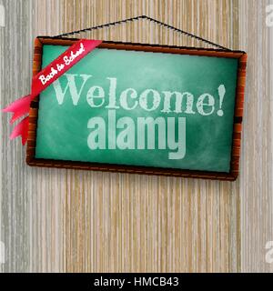 Back to school, written on blackboard with chalk. plus EPS10 vector file Stock Vector