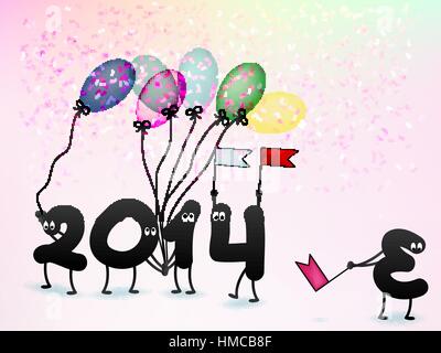 Funny 2014 New Year's Eve greeting card. + EPS10 vector file Stock Vector