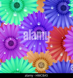 Seamless flower gerbera patter. plus EPS10 vector file Stock Vector