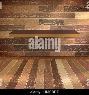 Shelf on wooden wall in vintage room. And also includes EPS 10vector Stock Vector