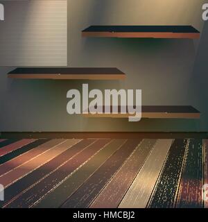 Wooden shelves background. EPS 10 vector Stock Vector