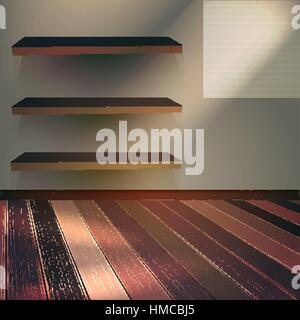 Wooden shelves background. EPS 10 vector Stock Vector