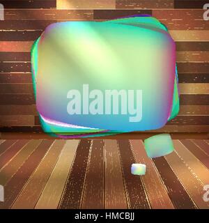 Abstract glossy speech bubble on wood background. EPS 10 vector Stock Vector