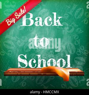 Back to school sale on the chalkboard with different sale percentss. plus EPS10 vector file Stock Vector