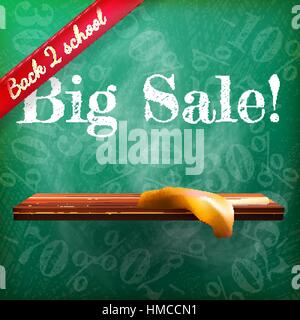 Back to school sale on the chalkboard with different sale percentss. plus EPS10 vector file Stock Vector