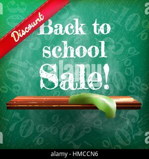Back to school sale on the chalkboard with different sale percentss. plus EPS10 vector file Stock Vector