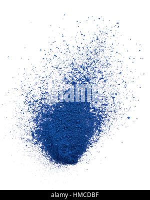 A cut out beauty image of a sample of blue make up or eye shadow powder Stock Photo