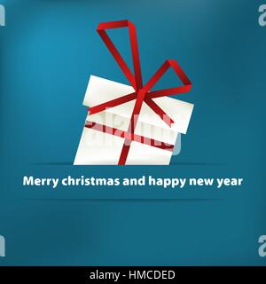 Blue christmas card with gift. + EPS8 vector file Stock Vector