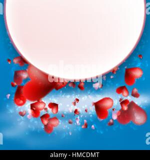 Red hearts against a blue sky. + EPS10 vector file Stock Vector