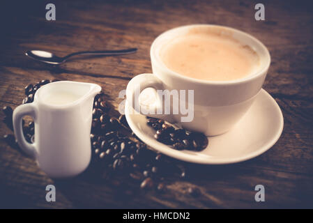 italian cappuccino for breakfast - tilt shift selective focus style Stock Photo