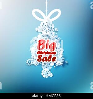 Christmas Tree made from snowflakes with Big Sale. EPS 10 Stock Vector