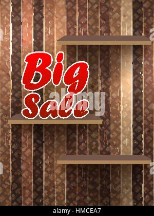 Big Sale text, on wooden background. EPS 10 Stock Vector