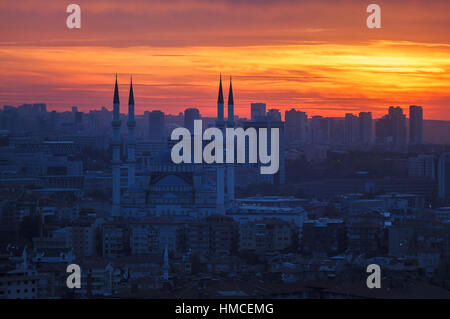 Ankara and Kocatepe Mosque in sunset Stock Photo