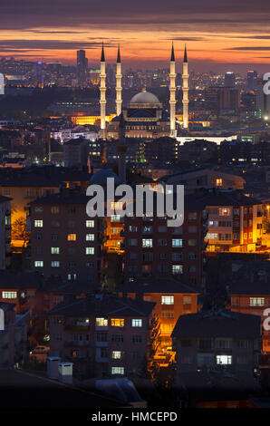 Ankara and Kocatepe Mosque in sunset Stock Photo