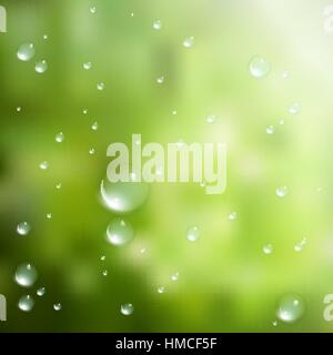 Water drops on green background. plus EPS10 vector file Stock Vector