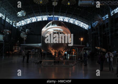 Space Shuttle Discovery on display in the James S. McDonnell Space Hangar at the Udvar-Hazy Center in Chantilly, VA on January 04, 2017. Stock Photo