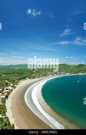 ocean green bay in hot day with blue sky in San Juan Del Sur Stock Photo