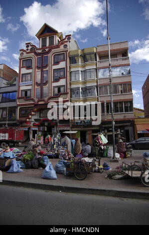 Chalet in El Alto, Bolivia, also called cholets Stock Photo